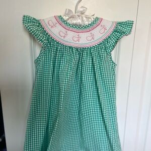Masters Kids Green and Pink Gingham Dress